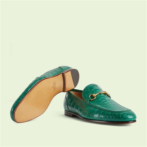 gucci green jordaan loafers|gucci jordaan crocodile loafer.